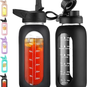 32 oz Glass Water Bottle with Time Marker